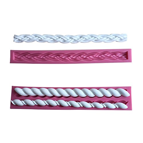Karen Baking 2Pcs/Set Twist Seil Silikon-verzierender Schokoladen-Kuchen-Form-Fondant-backendes Werkzeug-Rosa