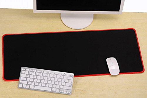 Woodlandu Gro?e Gaming Mouse Pad gen?hte Kanten Geschwindigkeit Seidig glatte Oberfl?che rutschfeste Gummiunterseite Mats 300x700x3mm / 11.8×27.56×0.12 Zoll roten R?ndern - 4