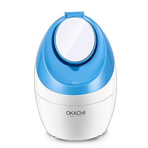 OKACHI GLIYA Nano Facial Steamer Ionic Hot Mist Face Steamer Professional Open Pores Skin Treatment for Blackhead & Acne Portable Inhaler Spa Relieve Sinus Cleansing Pores - Ice Blue
