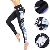 Leggings Damen, ABsoar Damen Leggings Laufhose Gym Yoga Hosen Fitness Elastische Leggings Sporthosen (XL, Schwarz B)
