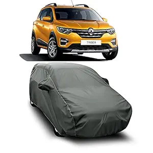 CREEPERS Water Resistant Car Cover for Renault Triber RXZ AMT (Gray with Mirror Pocket)