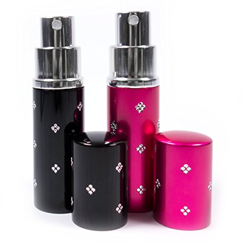 Reise Parfüm-Zerstäuber Flacon leicht nachfüllbar und perfekt für unterwegs / Reise leere Sprühflasche aus Aluminium 10ml Parfum-Zerstäuber Set in 2 Farben schwarz pink rosa