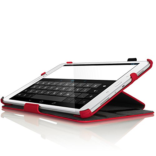 igadgitz Premium Rot PU Ledertasche Hülle Cover für Samsung Galaxy Tab A 9.7″ SM-T550 mit Multi-Winkel Betrachtungs + Auto Sleep Wake + Handschlaufe + Displayschutzfolie - 7