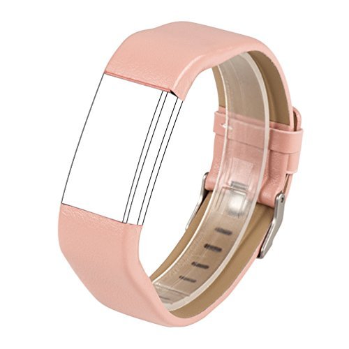 Für Charge 2 Zubehör Band, Wearlizer Luxe echtes Leder Ersatzband für Sport Fitness Tracker Fitbit Charge 2
