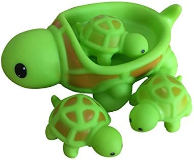 Mxixi Summer Cute Baby Girl Boy Kid Floating Bath Toys Toddler Bathtub Friends Classic Toys Rubber Race Squeaky Animals Family Set (Turtles)