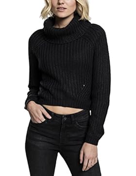 Urban Classics Damen Rollkragen Strickpullover Ladies Short Turtleneck Sweater, grobmaschiger Wollpullover mit...