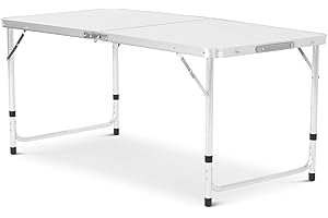 SA Products Heavy Duty Plastic 4ft 1.2m Outdoor Folding Table Work Top - Portable, Compact & Foldable for Easy Storage - Ideal as a Picnic table Garden table Patio Catering BBQ Party Market Table