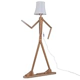 QIANGUANG Moderne Nordique Lampadaire créatif En Bois Original 1.6 m Décoration Humanoïde Formes réglables Décoration de La Maison Debout Lumière Lampadaire pour Salon et Chambre (Brun clair1)