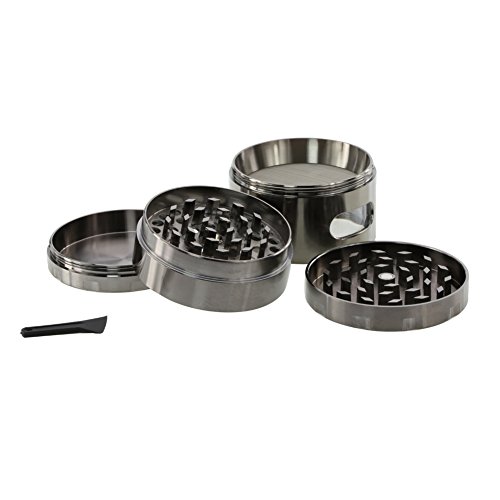 DCOU neue Design Premium Krautmühle mit Siebgrinder haltbare Zamak-Legierung Tabak Grinder Crusher Gewürz-Schleifer Ø55mm 4 Teile (Gunmetal) - 4