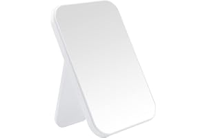 DVHOK 20cm Schreibtisch Make up Spiegel, Einfacher Kosmetikspiegel Faltbare, Tisch-Schreibtisch, Wandbehang, Doppelzweck-Spiegel, Quadratisch, Weiß