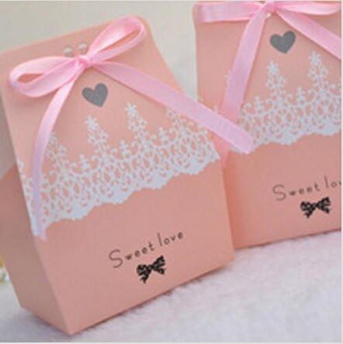 Ibex Pink Wedding Gift Box Sweet Love Candy Favours Box With Ribbon Pack of 10