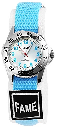 Sportliche Fame Kids Watch hellblau / weie Textil Klettband Kinderuhr Quarz