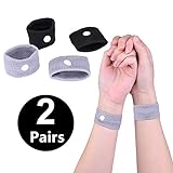 Anti Nausea Travel Sickness Wristbands, 2 Pairs Motion Sickness Bands for Kids & Adults Natural Acupressure Nausea Relief Wristbands for Car Sea Flying Trip and Pregnancy Morning Sickness (2 Pairs)