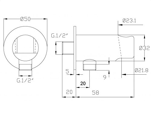 Duschkopf Qualitäts Handbrause-Set Stabbrause Messing verchromt rund mit Schlauch 150 cm und Wandanschlussbogen Brause-Garnitur - 5