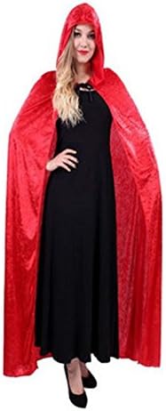 SFGHOUSE Adult Halloween Christmas Cosplay Costume Vampire Witch Victorian Long Velvet Cape Deluxe Ball Cloak 59" (Red)