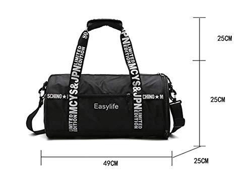 LIJUAN Sac de Sport Hommes et Femmes Noir Grande capacité en bandoulière Sac à Dos Portable Sac polochon Sac de séparation Humide et Sec Sac de Fitness Sac d'épaule Femme marée