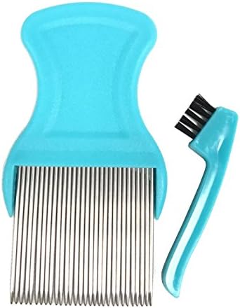 HTBRUSH BLUE Head Lice Headlice Treatment Comb with brush Flea Eggs Remover Long Metal Teeth Pet Dog Cat UK FAST POST