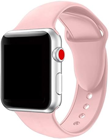 Tervoka Sport Band for Apple Watch 38mm, Soft Silicone Strap Replacement iWatch Bands for Apple Watch Sport, Series 3, Series 2, Series 1 S/M -Pink Sand