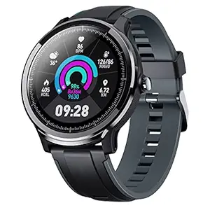 CrossBeats Ace SpO2 Full Touch Large Display IP68 Waterproof Unisex Smartwatch with in-built Health tracker, Blood Oxygen, Blood Pressure, Heart Rate Monitor, 8 Multisport modes, Up to 15 days super long battery (Steel Grey)