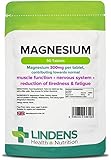 Lindens Magnesium 300mg Tablets | 90 Pack | Contributes Towards Normal Energy yielding Metabolism, Muscle Function, Nervous System, Bones, Teeth and The Reduction of Tiredness and Fatigue