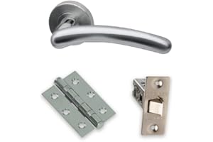 UAP Door Handle Pack - Door Handle Set for Internal Doors, with Handles, Hinges, Tubular Mortice Latch, Intelligent Hardware Latch Pack, Polished Chrome Satin Chrome Blister Pack (Omega Style Handle)