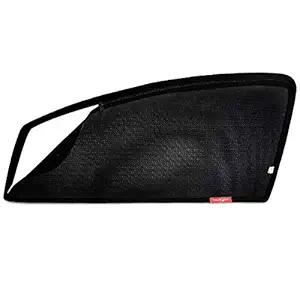 Kingsway Car Magnetic Sun Shades/Curtains for Renault Kwid (Model Year : 2019 Onwards) (Set of 4, with Zipper, Cotton Mesh Fabric)