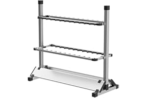 EurHomePlus Supporto per canne da pesca, 24 canne da pesca, portatile, in lega di alluminio, 73 * 32 * 72cm (Argento)