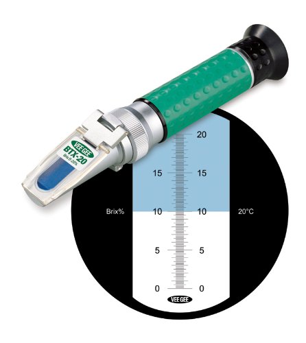 Vee Gee Scientific BTX-20 Handheld Refractometer, with Brix Scale, 0-20%, -0.1% Accuracy, 0.10% Resolution, 10 to 30 degree C ATC