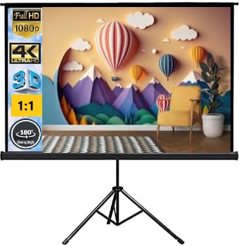 Spline Tripod Type Matt White Projector Screen, 4 Ft. x 4 Ft., Supports Ultra HD Active 3D-4K Ready Viewing Technology, with Stand(White) Recently launched#3