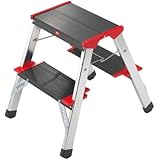 Hailo L90-225 - Taburete plegable de aluminio extra resistente (2 x 2 peldaños)