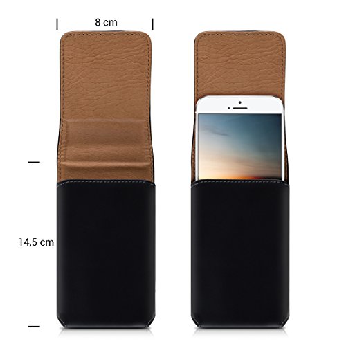 kwmobile GÃ¼rteltasche HÃ¼lle fÃ¼r Smartphones mit GÃ¼rtelclip - Kunstleder GÃ¼rtel Case mit GÃ¼rtelschlaufe in Schwarz InnenmaÃŸe: ca. 13,5 x 6,9 cm