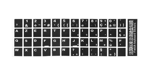 Weiße Buchstaben Französisch AZERTY-Tastatur-Aufkleber-Abdeckung schwarz für Laptop PC - 2