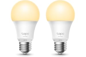 Tapo TAPOL510E2-PACK TP-Link Bombilla LED Inteligente, Bombilla WiFi sin necesidad de Hub, Regulable,E27, 8.7W/ 806lm, Compatible Alexa, Echo y Google Home, Blanco Cálido 2700k, 2 Unidad