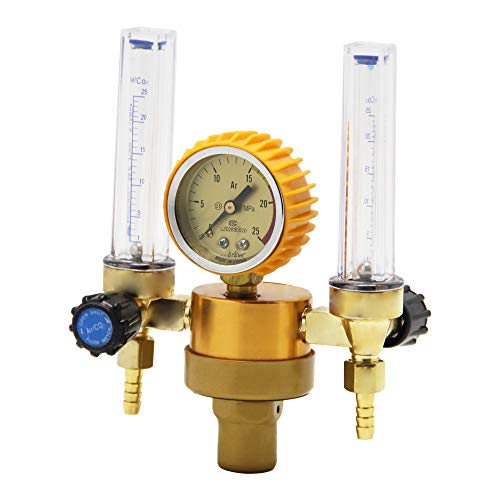 Hanchen Regulador de Presión de Soldadura TIG MIG Medidor de Flujo de Argón CO2 Gas 25 MPa con Doble Caudalímetro CE