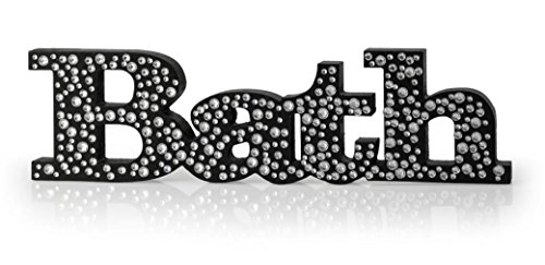Wooden Black Diamante Bath Ornament Bathroom Word Decoration