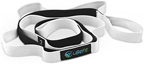 Stretching Strap by uBeFit - Innovative Semi-Elastic Multi-Loop Yoga Strap for Stretching and Resistance Training - Unique Dual Material Design Combining Resistance Band Elasticity with Yoga Belt Firmness to Offer the Ultimate 2-in-1 Stretching Accessory