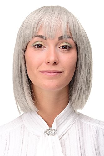 WIG ME UP - Perruque femme sexy carré gris argenté-noir mélange lisse 25cm 7803-51