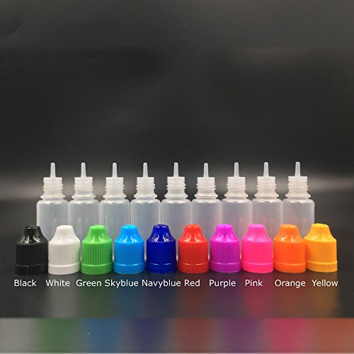 20 Pack x 10ml LDPE Plastikware Leere Squeezable Dropper Flaschen mit Spitzen Abdeckung Bottles ( Flaschen + Mischfarbe Abdeckung + Spitzen ) - 4