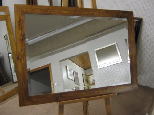 NEW LARGE FLAT MODERN 3" SOLID PINE MEDIUM OAK STAINED WALL OVERMANTLE MIRRORS - VARIOUS Bevel Mirror Glass, 53" x 41" (135cm x 104cm)