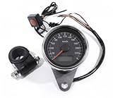 12v minitacho mit schwarzem analogen Ziffernblatt.