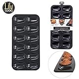 Lily Cook - Molde de magdalenas, 12 huecos, con revestimiento antiadherente, 20 x 40 cm, color negro, 2 plaques