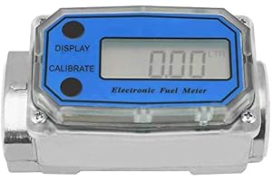 MAGT Digitaler Turbinen Durchflussmesser, Mini Kraftstoff Durchflussmesser 15-120L 1" NPT Gewinde Durchflussmesser für Diesel Kerosin Benzin (Blue)