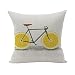 Nunubee Bicycle Cotton Linen Home Square Pillow Decor Throw Pillow Case Sofa Cushion Cover Lemon Yellow Wheels