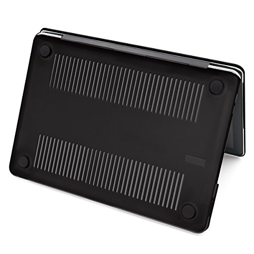 Matte Hartschale für MacBook Pro 13 Zoll CD-ROM mit Mini DisplayPort (A1278), LENTION Durchsichtige Plastikabdeckung & Schale für Mac Book Laptop, matte Hülle mit Gummifüßen, mit Anti-Staub Port Stecker – Transparent Schwarz - 4