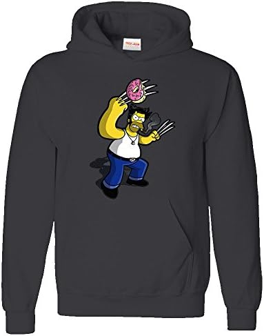 Homer Wolverine Donut Funny Hoodie, Main Colour:Black, Size:7/8 yrs