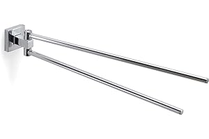 Gedy Olimpo - Portasciugamani Doppio, in Acciaio Inox, Cromato, 37,9 x 4,8 x 5,1 cm