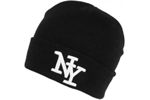 Hip Hop Honour Bonnet NY Enfant Noir Blanc en Laine Douce Newy de 7 a 12 Ans