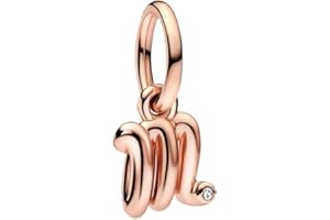 BEEUVIP Rosa d’oro Ciondolo con Lettera Dell'alfabeto in Argento Sterling 925 Charm Bead con A alla Z Pendente con Zirconia Cubica Compatibile con Pandora e Europei Bracciale Collane da Donna