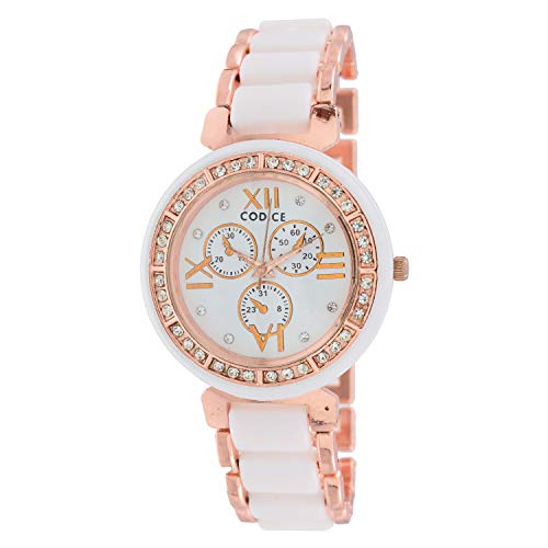 CODICE White Dial Rose Gold Girl's & Women Watch Womenwatches-MeenaWht