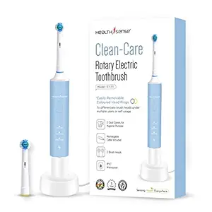 HealthSense Clean-Care ET 711 Rechargeable Rotary Electric Toothbrush for Adults with Extra Brush Head & Dust Cover | IPX7 Waterproof & 3 Dynamic Cleaning Modes | One Year Warranty